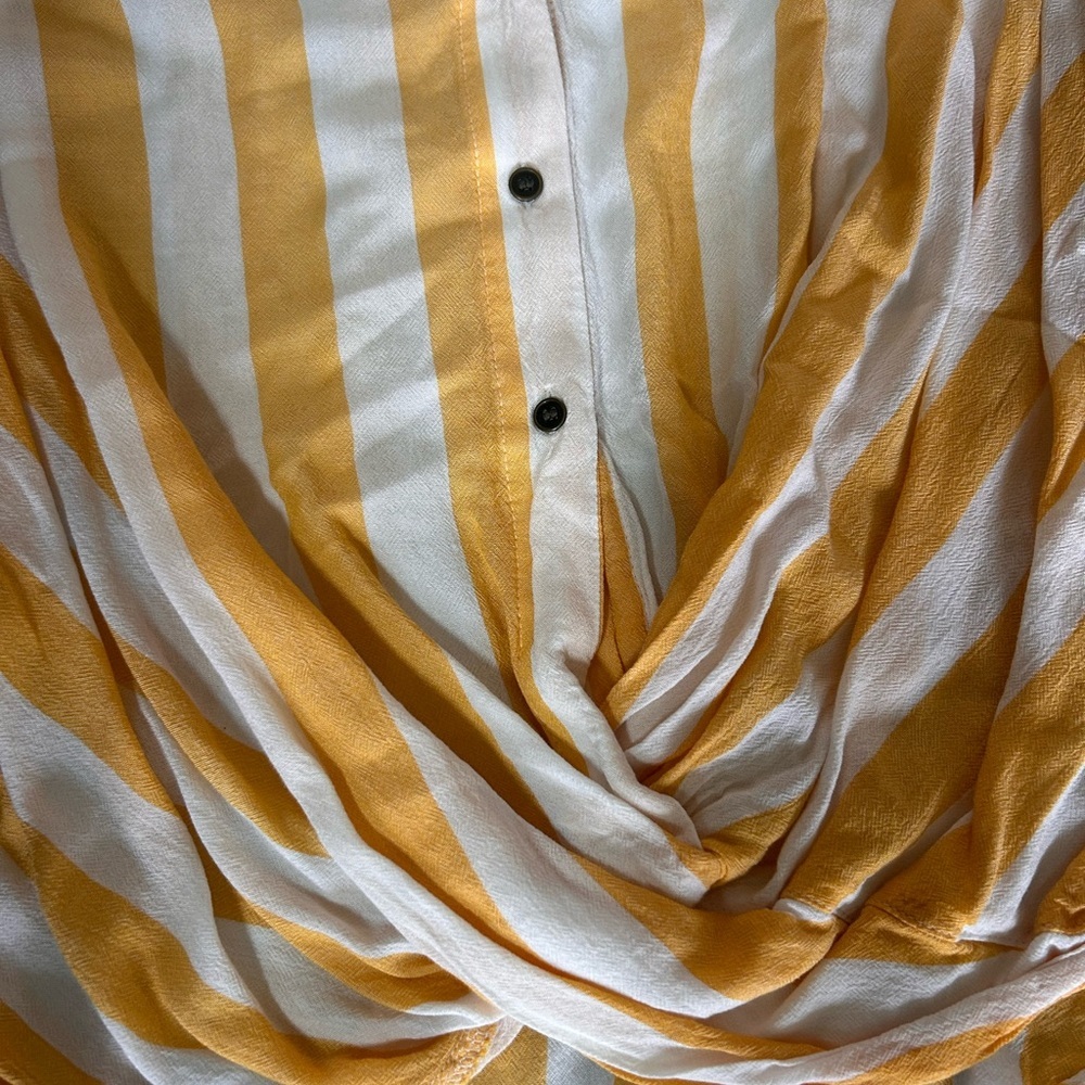 a.n.a Gold and White Long Sleeve Wrap Blouse - Picture 3 of 3